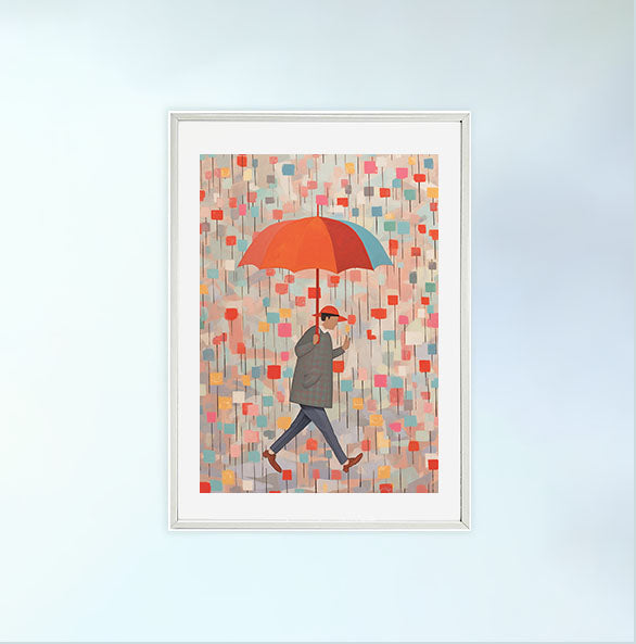 雨のアートポスター白フレームあり