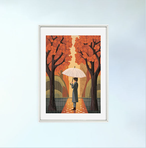 雨のアートポスター銀フレームあり