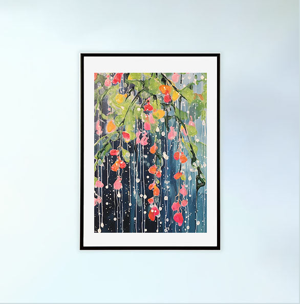 雨のアートポスター黒フレームあり