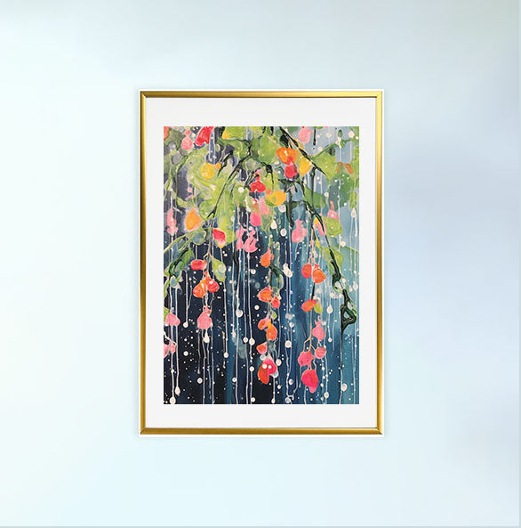 雨のアートポスター金フレームあり