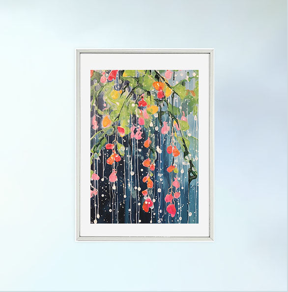 雨のアートポスター銀フレームあり