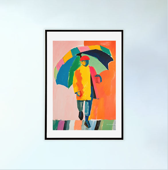 雨のアートポスター黒フレームあり