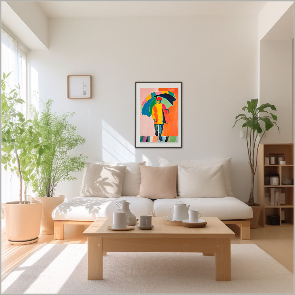 雨のアートポスターリビング配置イメージ