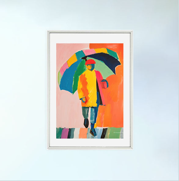 雨のアートポスター銀フレームあり