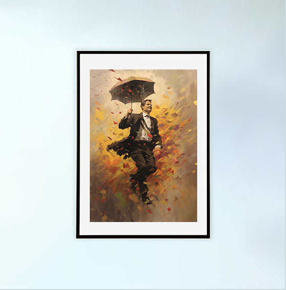 雨のアートポスター黒フレームあり