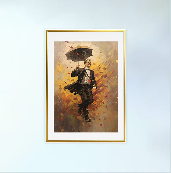 雨のアートポスター金フレームあり