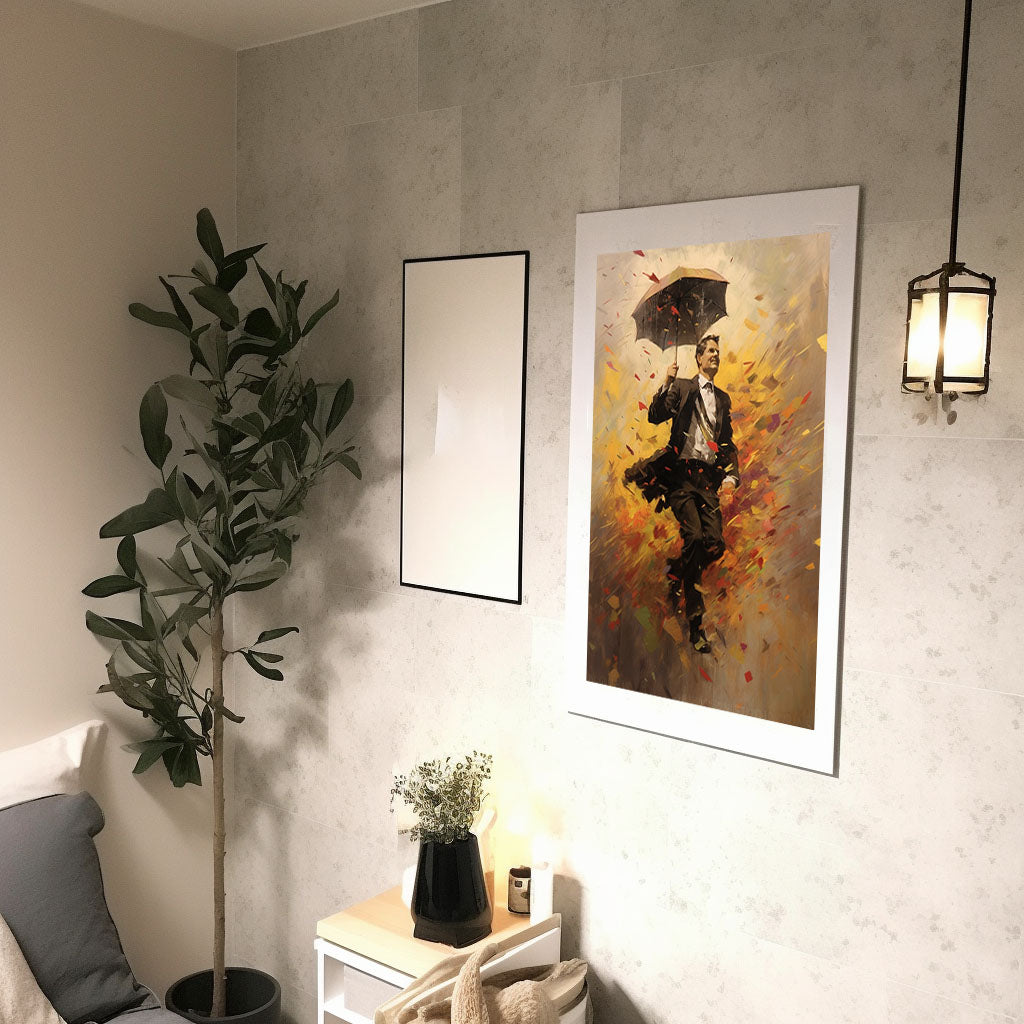 雨のアートポスター廊下配置イメージ