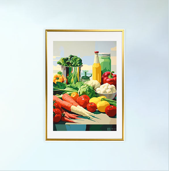 レストランのアートポスター金フレームあり