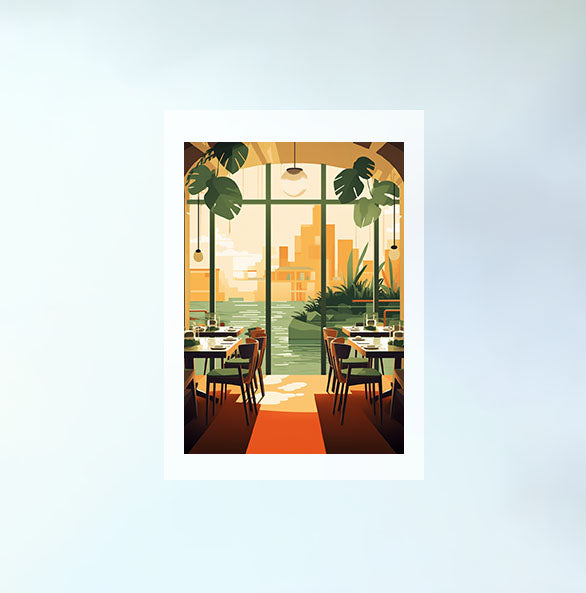 レストランのアートポスター原画のみ設置イメージ
