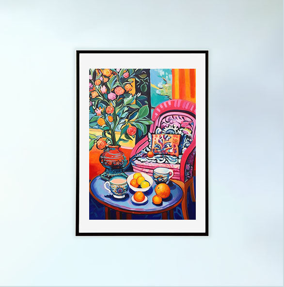 レストランのアートポスター黒フレームあり