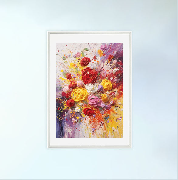 薔薇のアートポスター白フレームあり