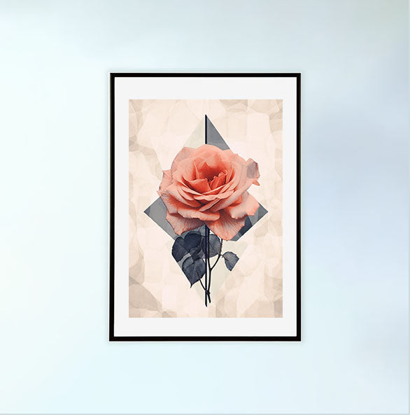 薔薇のアートポスター黒フレームあり
