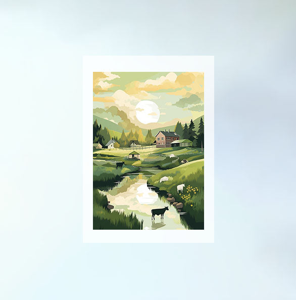 田園風景のアートポスター原画のみ設置イメージ
