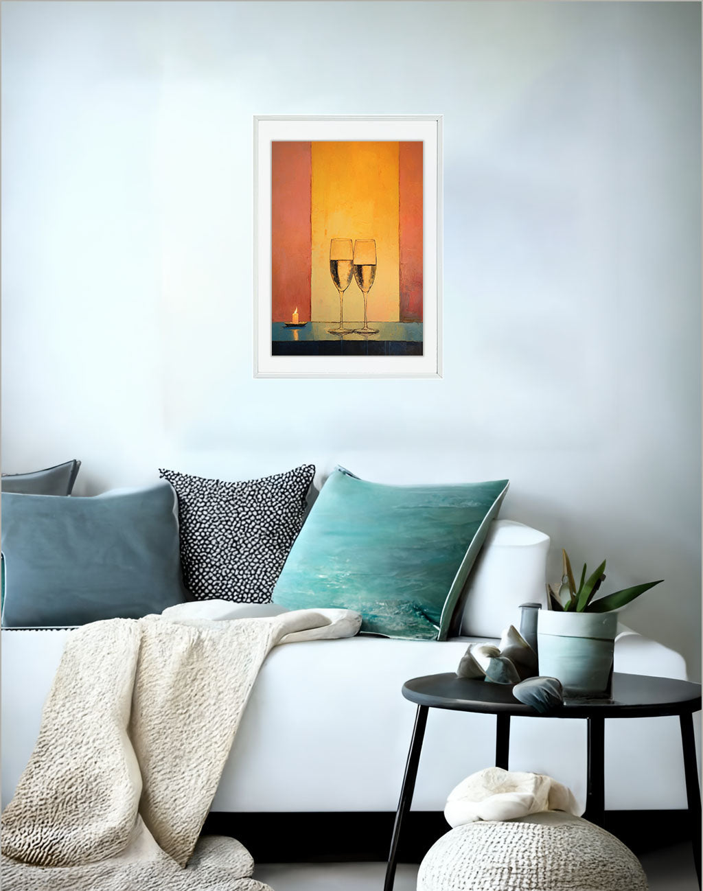 酒のアートポスターソファ配置イメージ