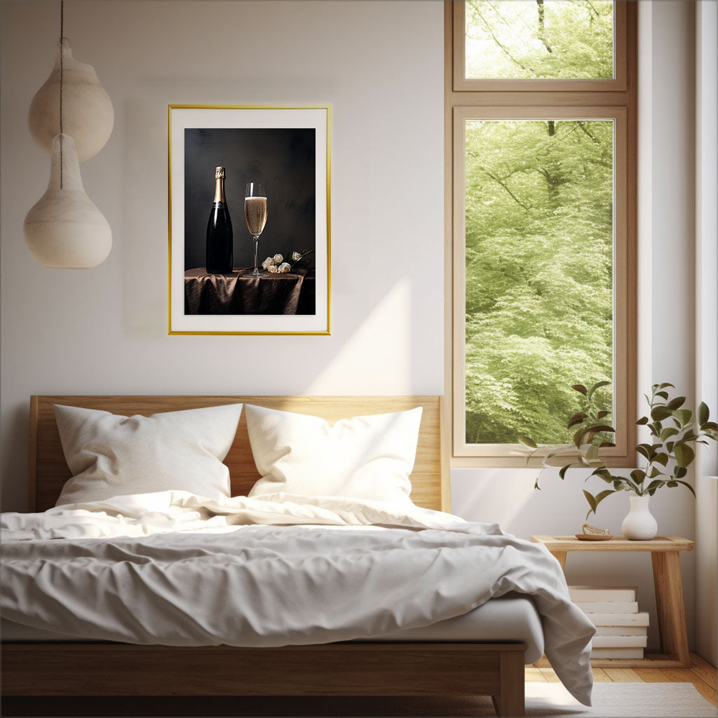 酒のアートポスター寝室配置イメージ