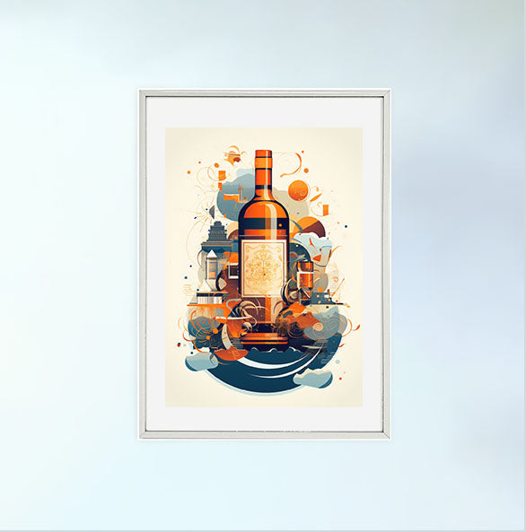 酒のアートポスター銀フレームあり
