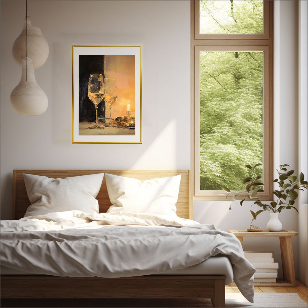 酒のアートポスター寝室配置イメージ
