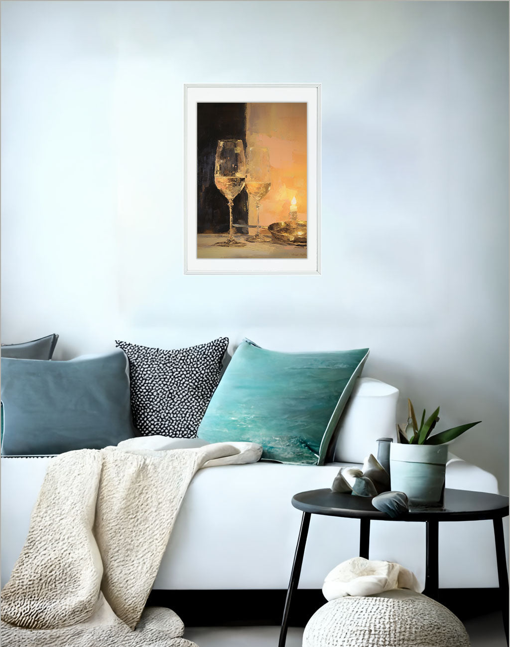 酒のアートポスターソファ配置イメージ