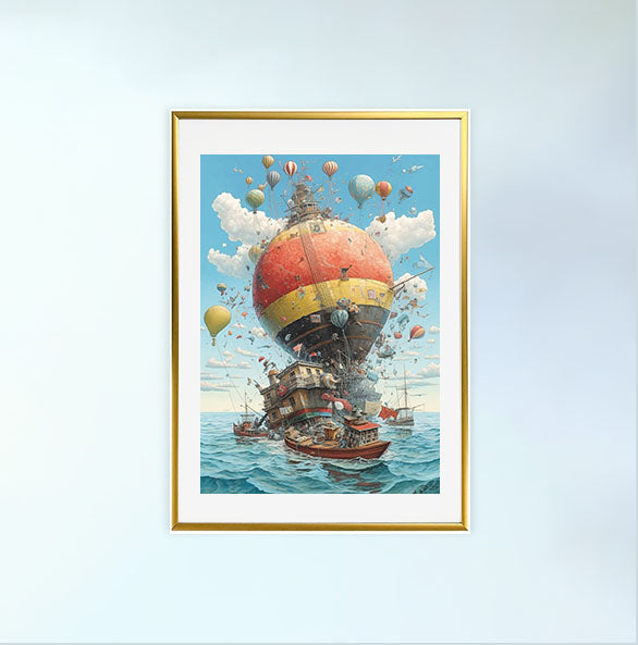 海のアートポスター金フレームあり