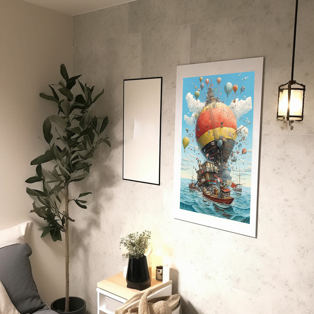 海のアートポスター廊下配置イメージ