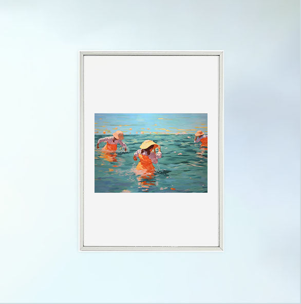 海のアートポスター銀フレームあり