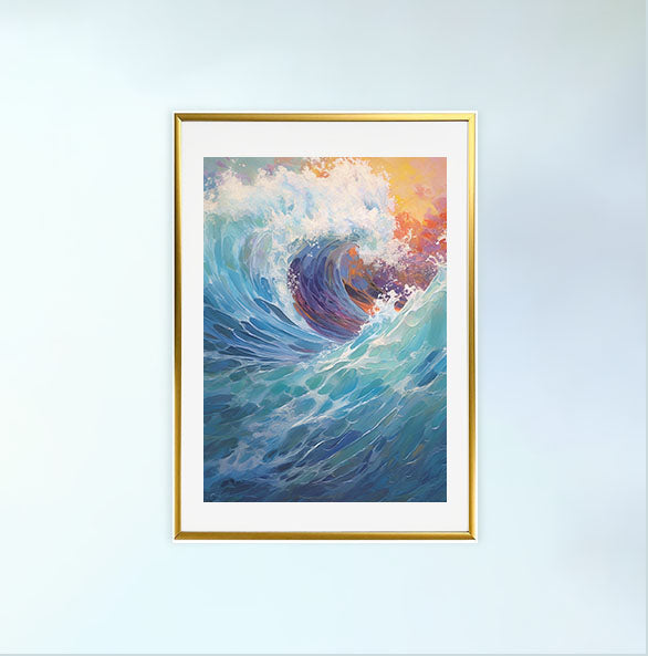 海のアートポスター金フレームあり