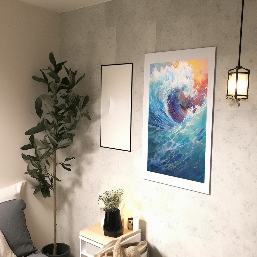 海のアートポスター廊下配置イメージ