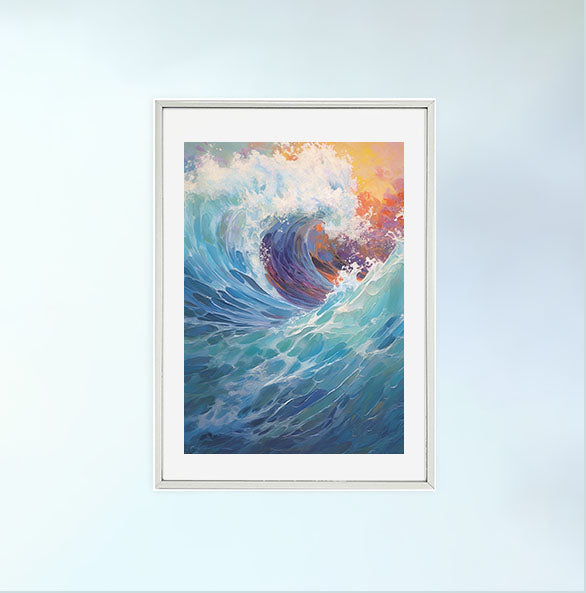 海のアートポスター銀フレームあり