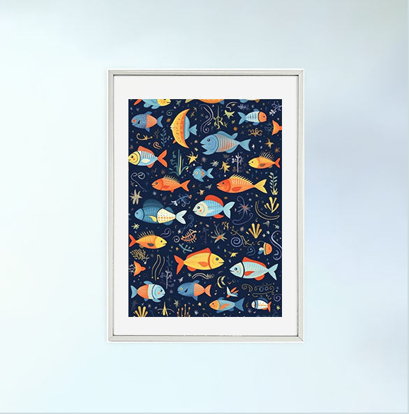 海のアートポスター銀フレームあり