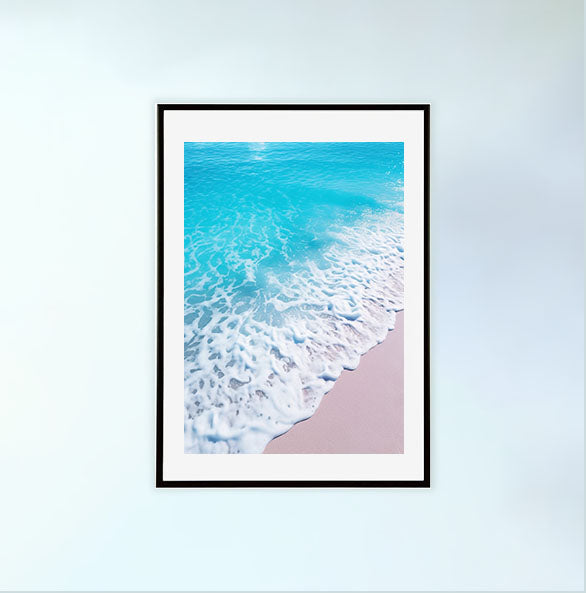 海のアートポスター黒フレームあり