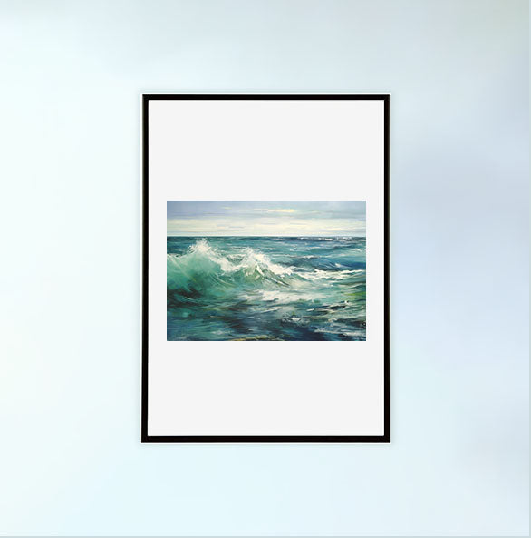 海のアートポスター黒フレームあり
