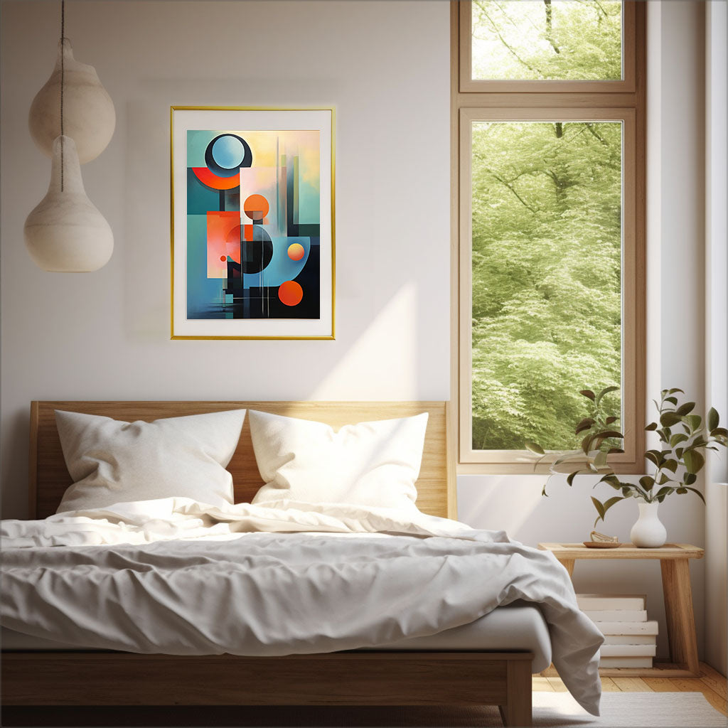 海のアートポスター寝室配置イメージ