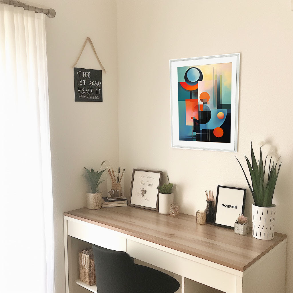 海のアートポスター机配置イメージ