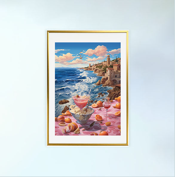 海のアートポスター金フレームあり