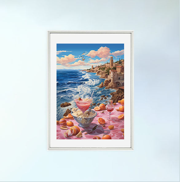 海のアートポスター銀フレームあり