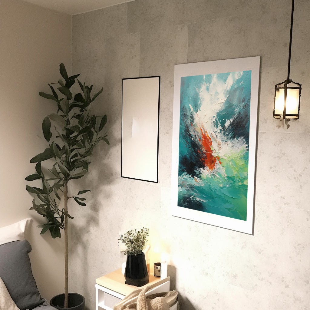 海のアートポスター廊下配置イメージ