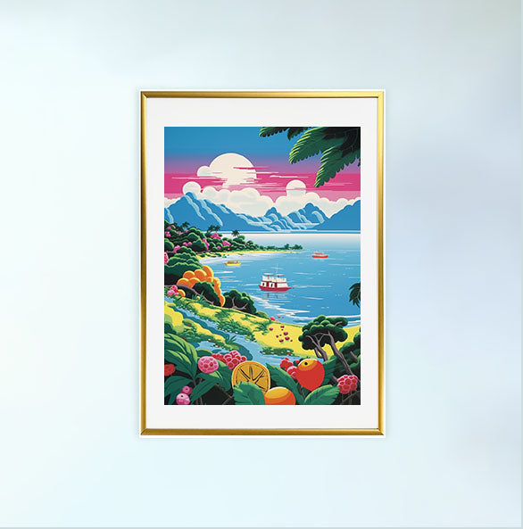 海のアートポスター金フレームあり