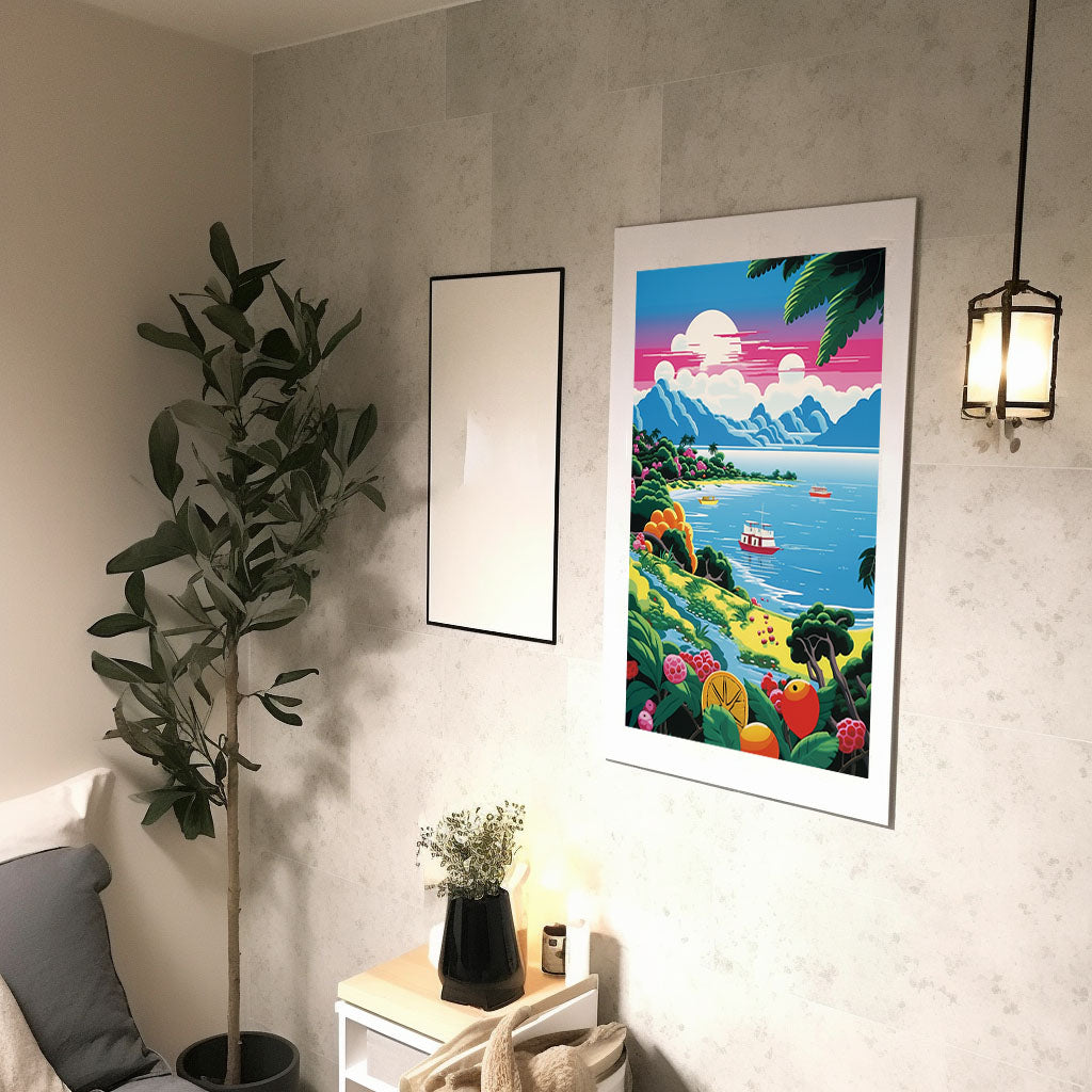 海のアートポスター廊下配置イメージ