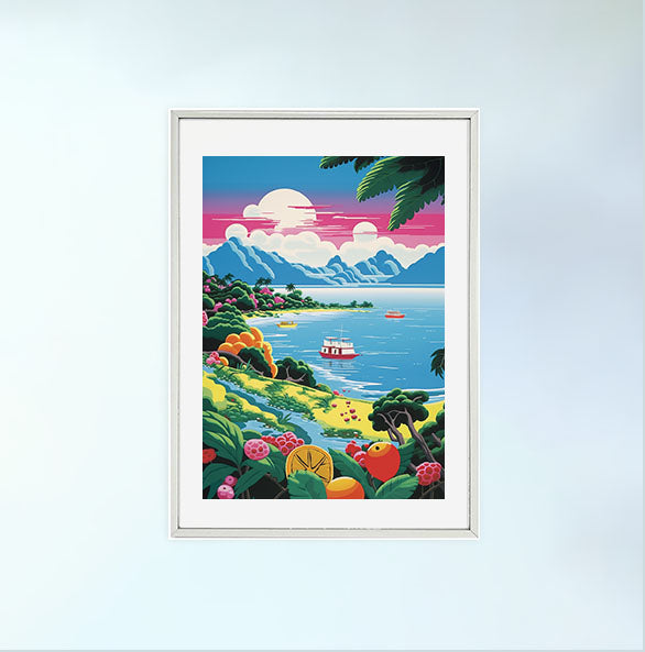 海のアートポスター銀フレームあり