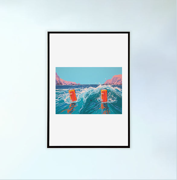 海のアートポスター黒フレームあり
