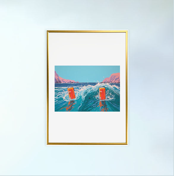 海のアートポスター金フレームあり