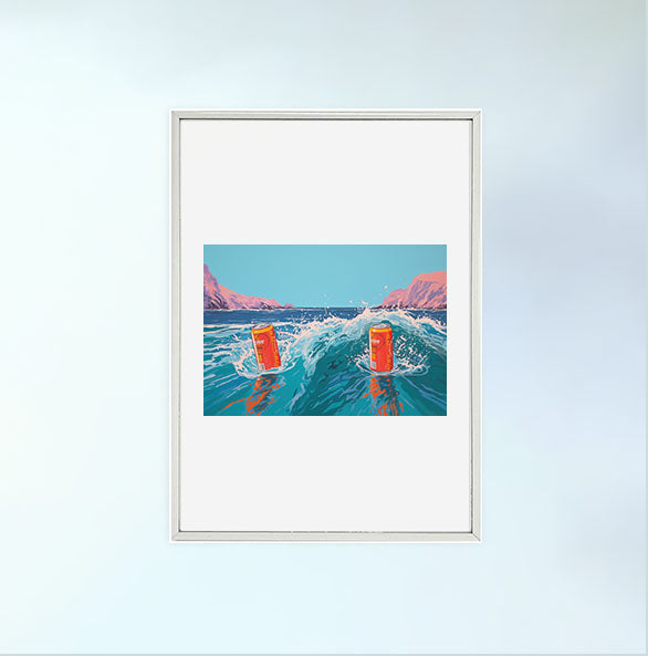 海のアートポスター銀フレームあり