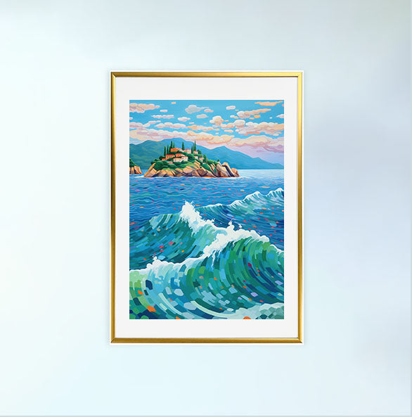 海のアートポスター金フレームあり