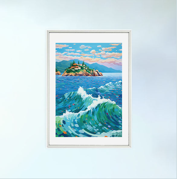 海のアートポスター銀フレームあり