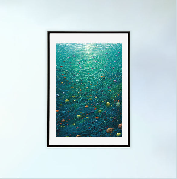 海のアートポスター黒フレームあり