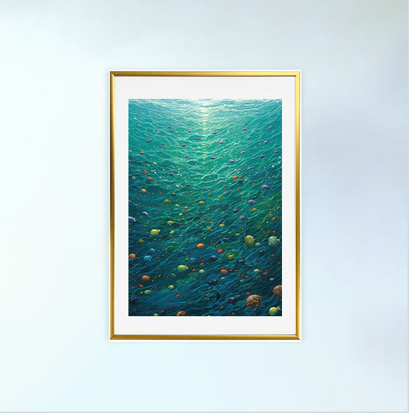 海のアートポスター金フレームあり