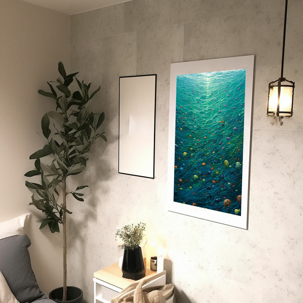 海のアートポスター廊下配置イメージ