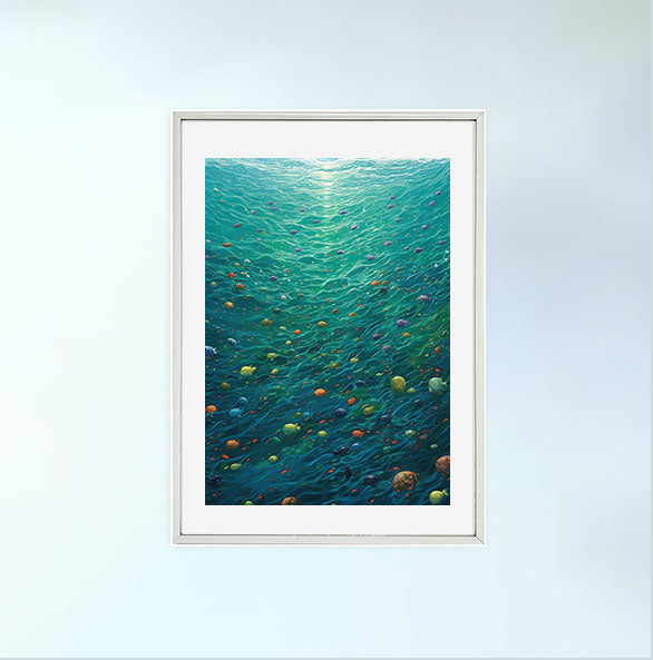 海のアートポスター銀フレームあり