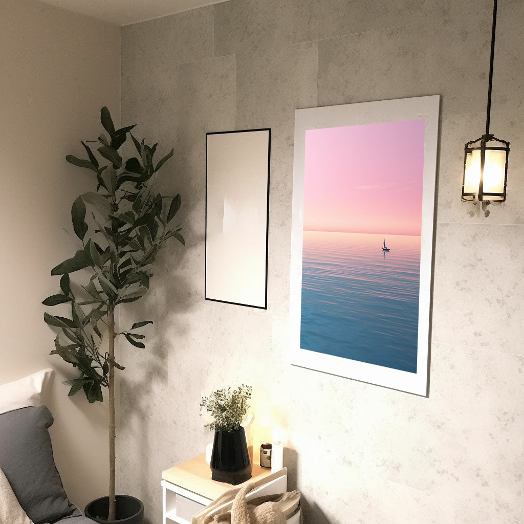 海のアートポスター廊下配置イメージ