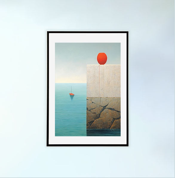 海のアートポスター黒フレームあり